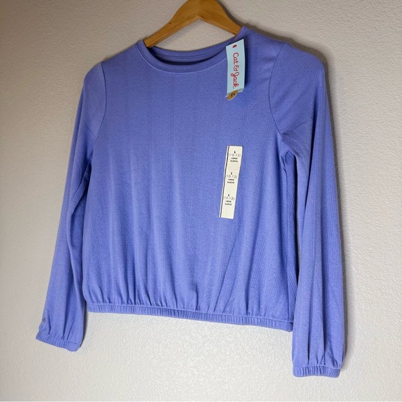 New Cat & Jack Girls/Periwinkle Lilac Long Sleeve Knit Top Large (10-12) - Picture 3 of 8